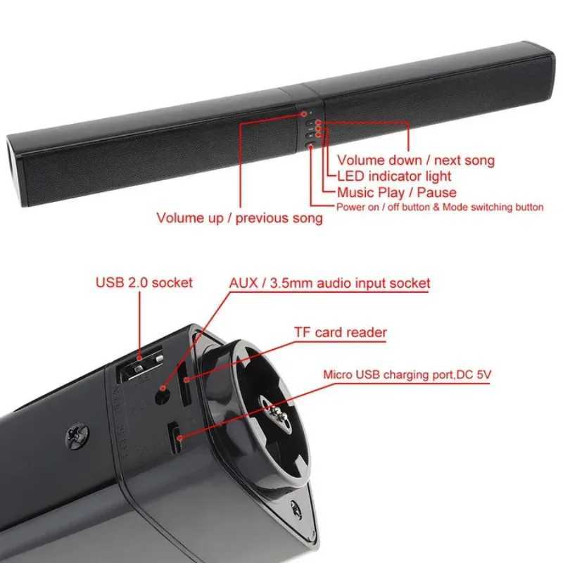 Loudspeaker box 20W Speaker with Foldable Split Design - Ideal for TV or PC Soundbar Box Caixa Do Sdo s Z241104