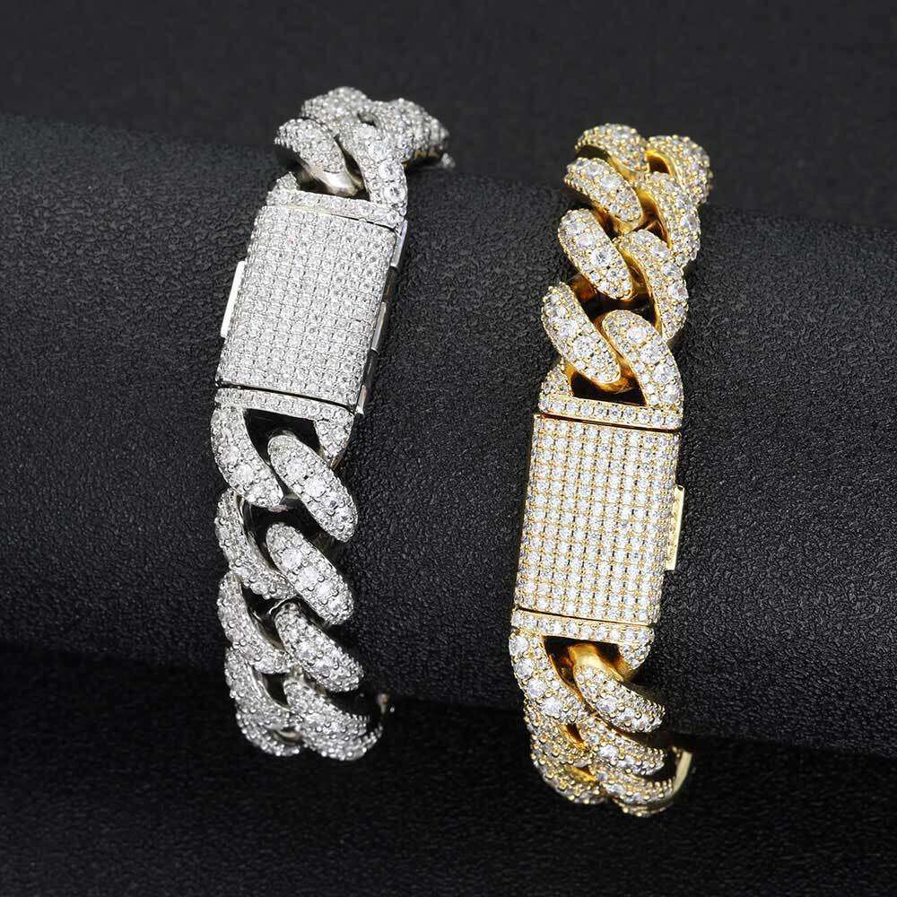 hip hop bubble full dia cuban chain jewelry high end trendy versatile men's bracelet