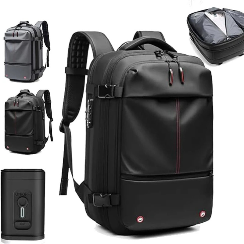 Travel airbag backpack with vacuum pump expandable airbag vacuum compression backpack suitable for both men and women easy to carry 241031