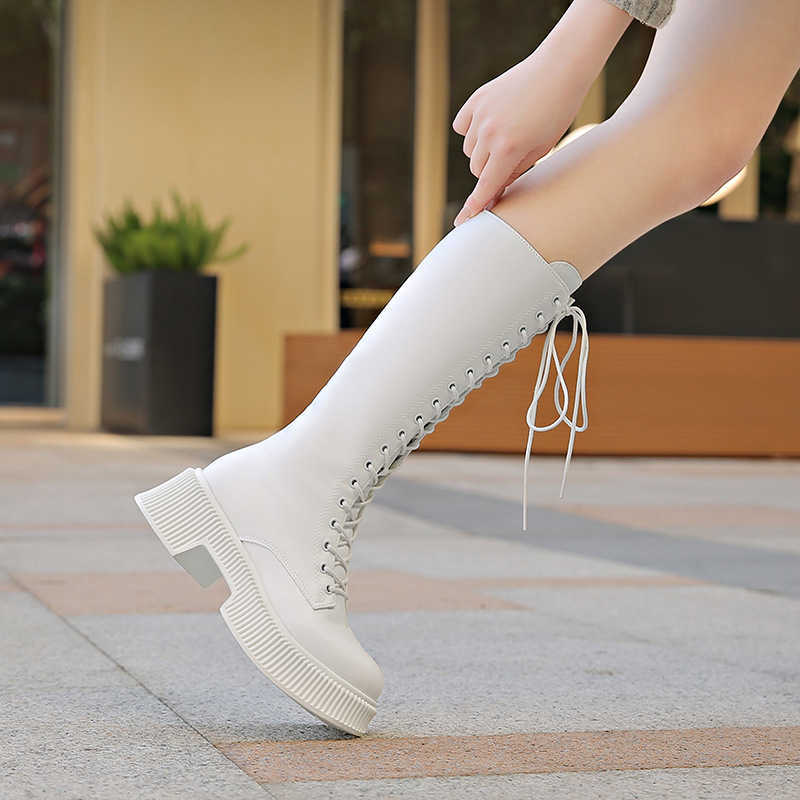 CMM Large Knight Boots Womens Winter New Fashion Spicy Girl Long Boots Thick Bottom Strap Looks Thin Not Over Knee Long Boots