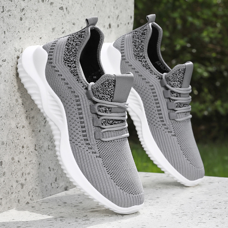 Fashionable Running Shoes Men Comfortable Breathable Mesh Sports Sneaker Lace Up Durable Jogging Tennis Shoes