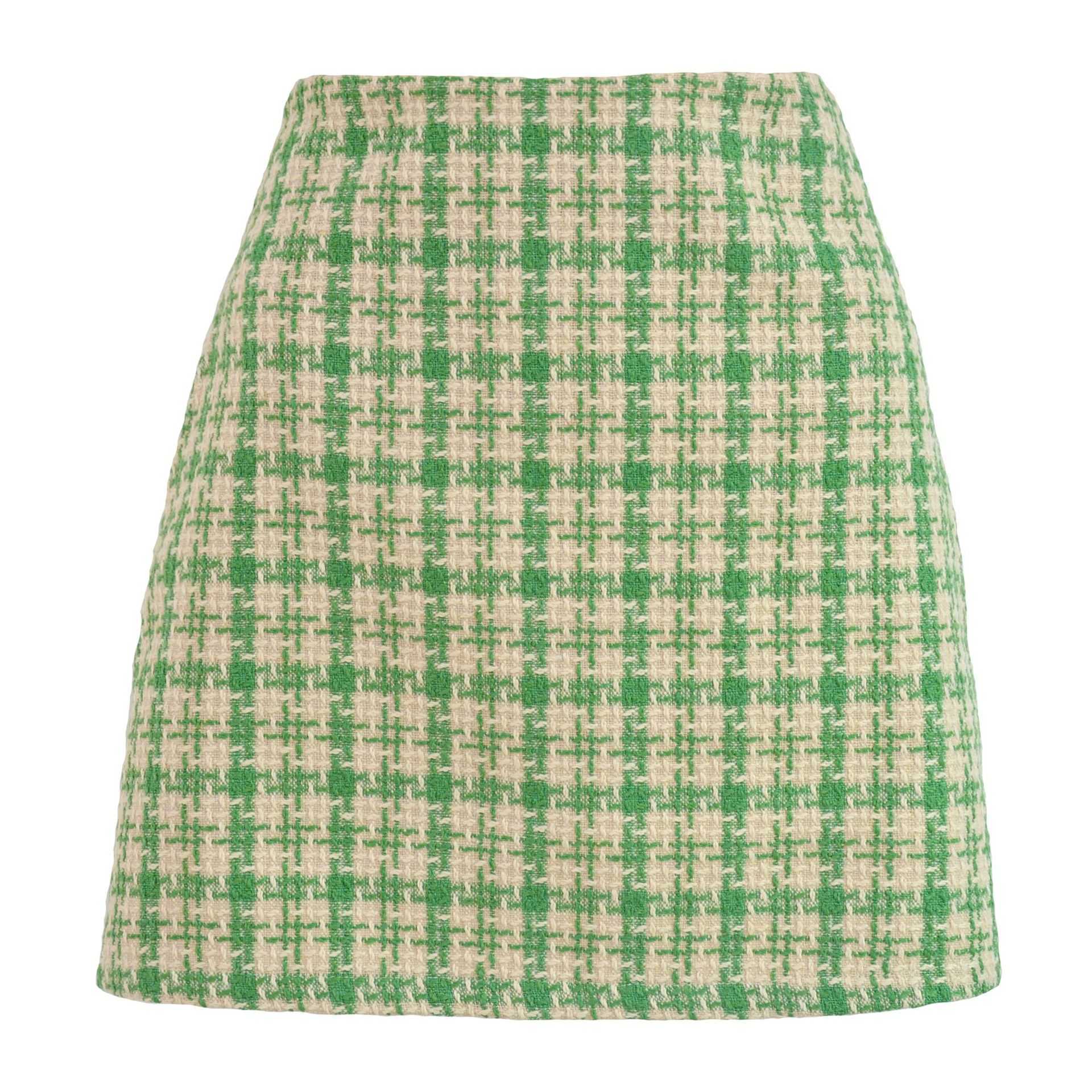 Women Grid A-shaped Short Skirt Autumn And Winter New Style Small Fragrant High Waist Skirt Skirt For Women Career Length Adult Skirts 241023