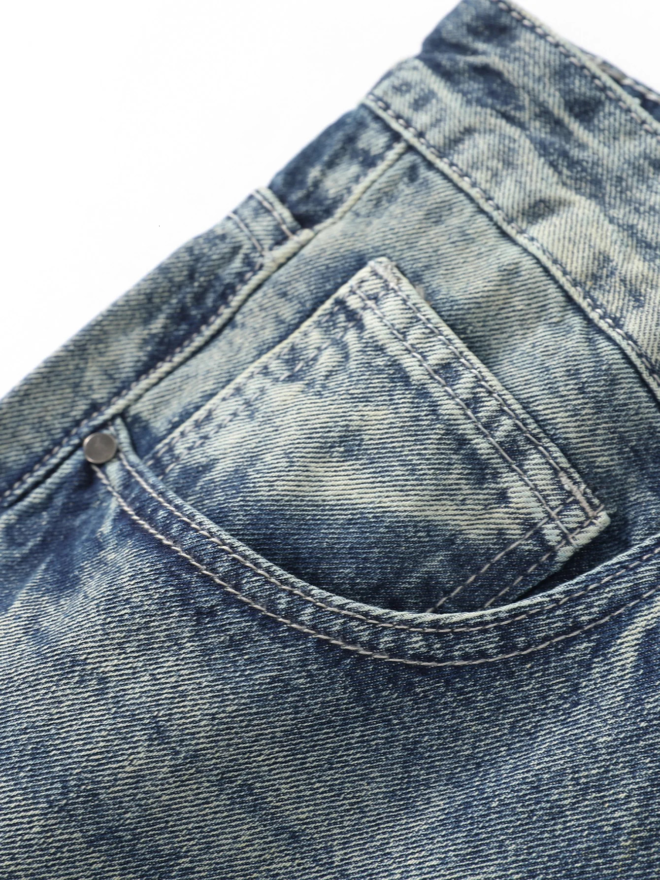 Mens Straight Non-Stretch Cotton Causal Fashion Slashed and Ripped Denim Pants Jeans 240319