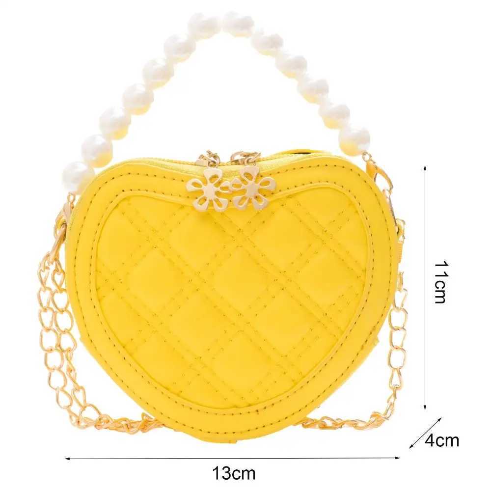 Pearl Handle Girls Mini Shoulder Messenger Bag Princess Wallet Coin Purse Handbags Cute Childrens Heart-shaped Crossbody Bags LX241104
