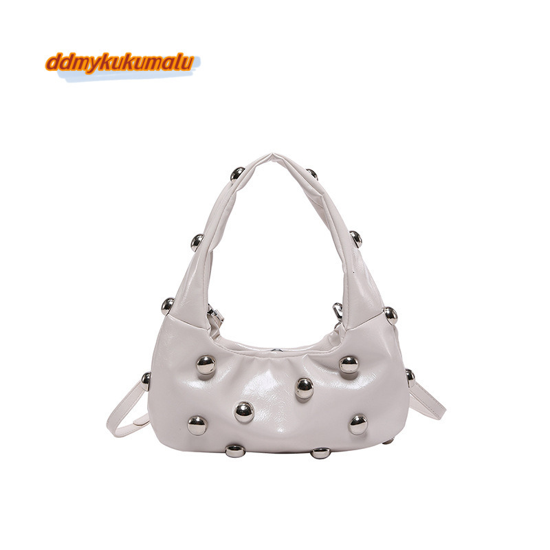 Fashionable and versatile rivet handbag for women 2024 new simple underarm bag, popular single shoulder commuting bag #28 kukumalu