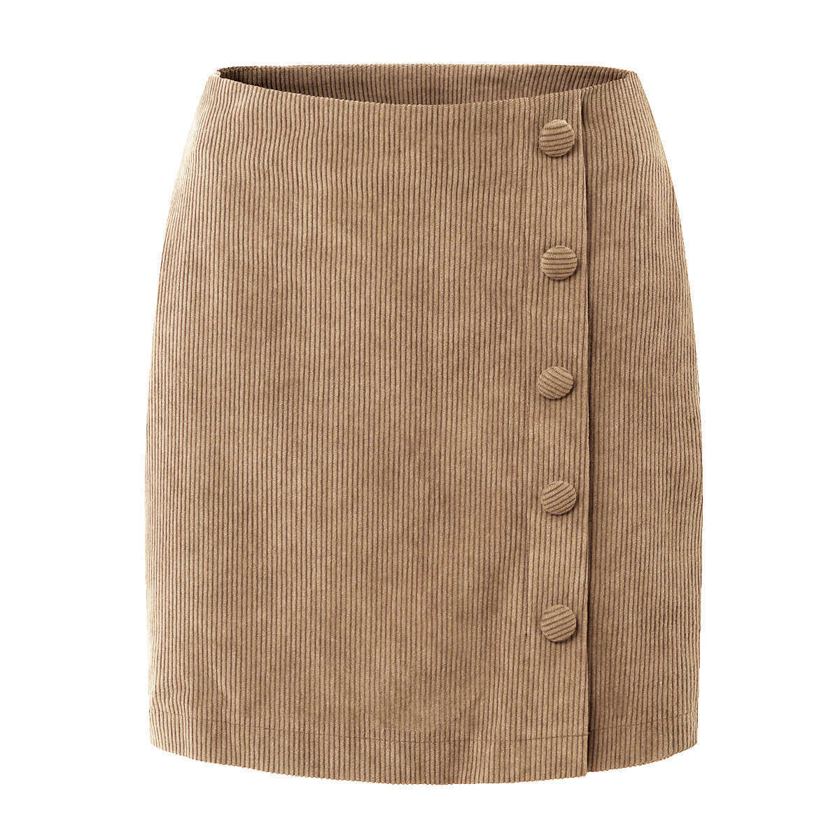 WoMens Corduroy Half Short Skirt Autumn Winter Solid Color Hip-hugging Skirt Cloth Buckle Zipper Skirt High Waist Slimming Hip Skirt 241023