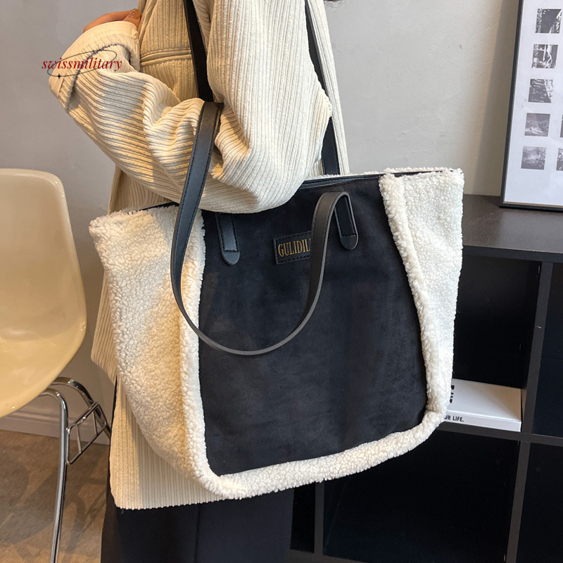 Season Lamb Plush Women's 2024 Autumn/Winter New Frosted Shoulder Bag Commuter #33 Swissmilitary