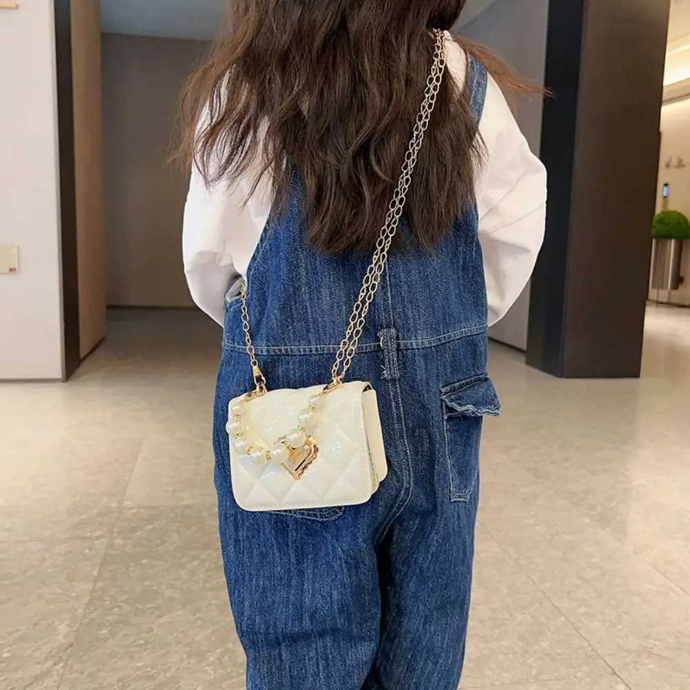 Women Handbag Faux Pearl Handle Golden Love Heart Detachable Metal Chain Mini Elegant Girl Single Shoulder Bag Purse LX241104