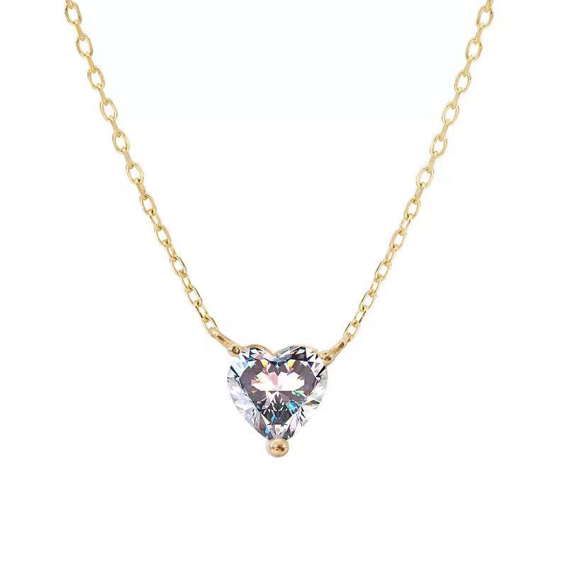1CT Solitaire Heart Pendant Simple Fashion Jewelry Real 100% 925 Sterling Silver White Moissaite Diamond Party Women Wedding Clavicle Necklace For Lov
