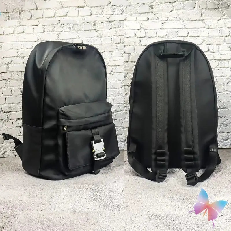 All Seasons 1017 ALYX 9SM Backpack Mens and Womens Black Outdoor Travel Metal Sleeve Zipper Open Nylon Bag 241031