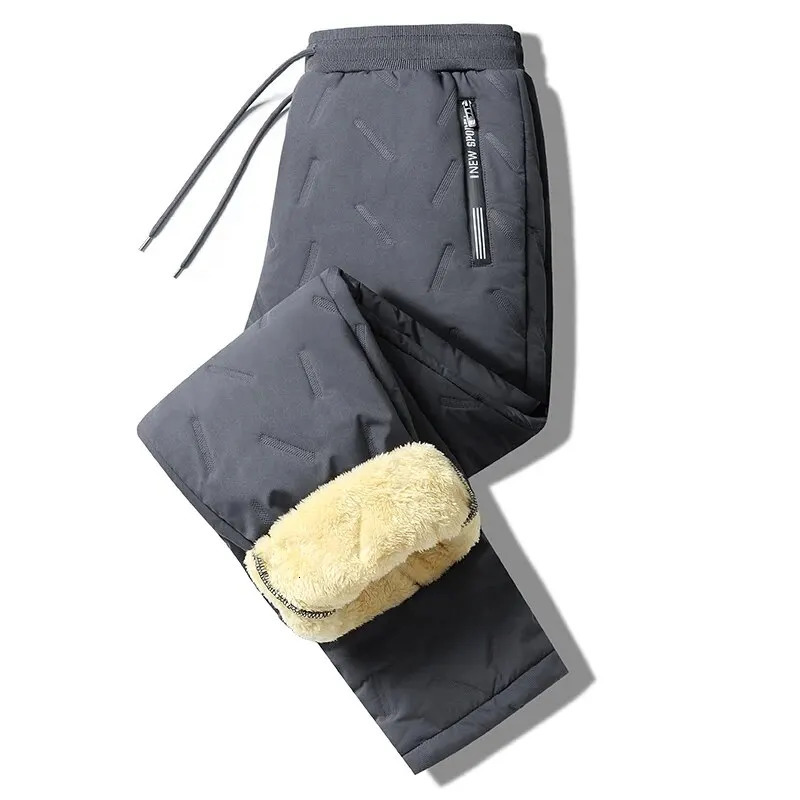 Winter Sweatwear Men Plush Thick Fleece Sweatpant Lambswool Thermal Trousers Casual Pants Windproof Warm Cotton 8828 241104 - view 3
