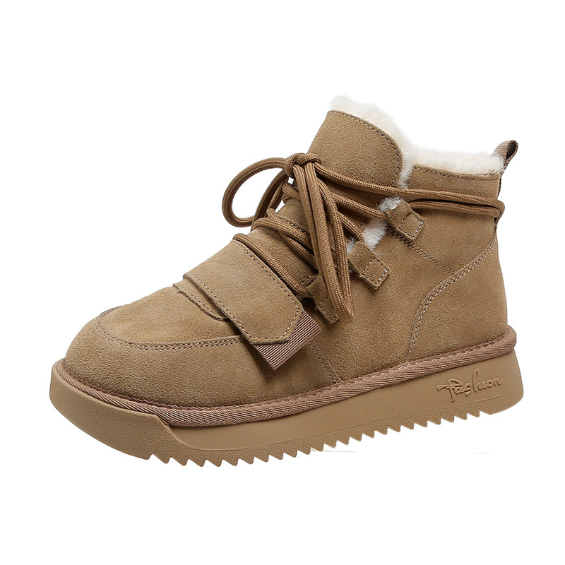 Women's Autumn Winter Casual Lace Up Plush Thick Warm Low Cut Cotton Boots Free Shipping.