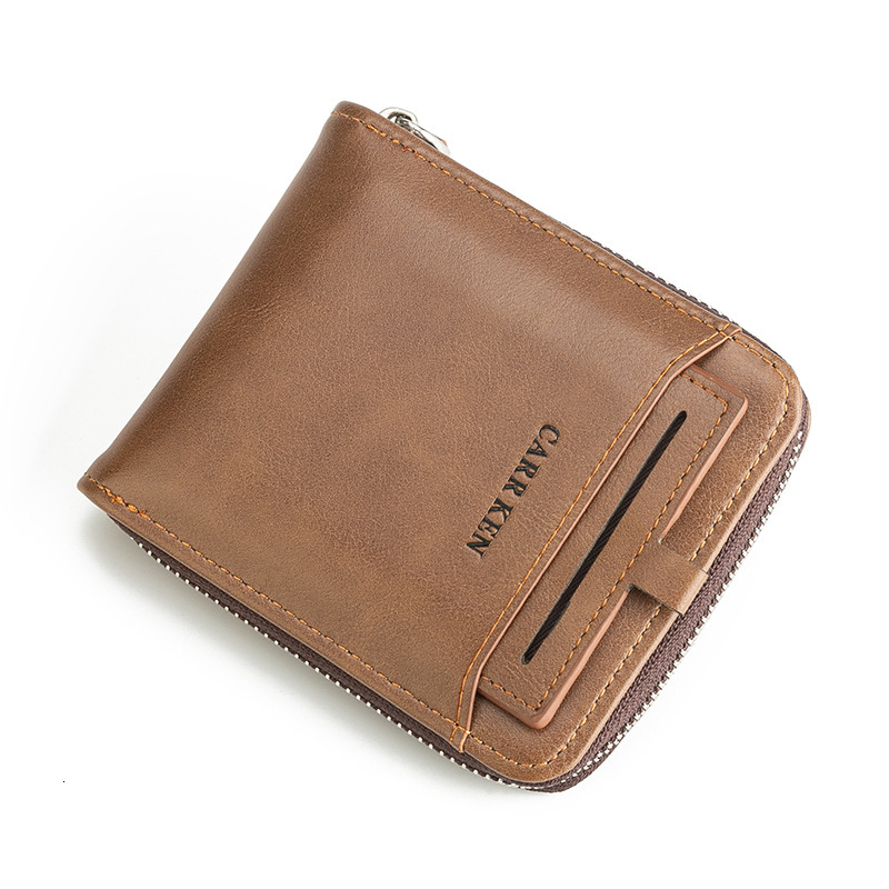 CarrKen/Kelken Short Wallet Men's Card Insertion Zipper Multi functional Driver's License Bag