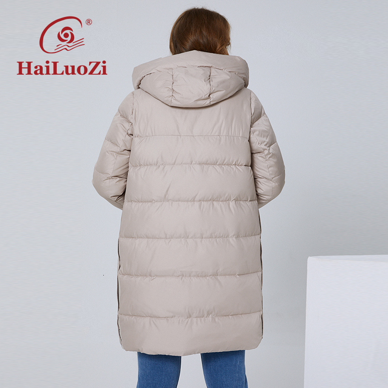 Hailuozi 2022 Women's Winter Jacket Mid-Long L-6Xl Thick Women Coat Fashion Hood Windproof Elegant Female Zipper Parkas 6017