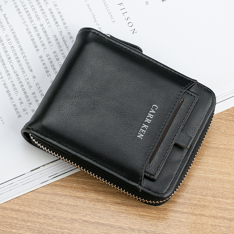 CarrKen/Kelken Short Wallet Men's Card Insertion Zipper Multi functional Driver's License Bag