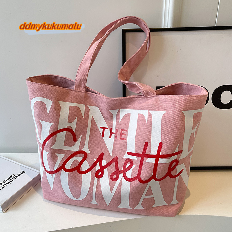 Thai niche canvas for women 2024 new fashionable large capacity letter shoulder class tote bag #13 kukumalu