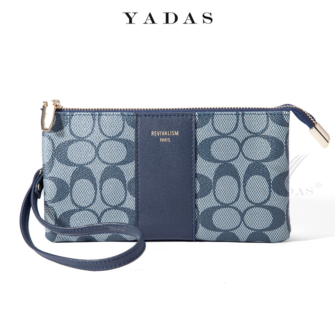 YADAS Wallet Women's New Classic Elliptical Print Old Pattern Zipper Wrist Bag with Magnificent PU