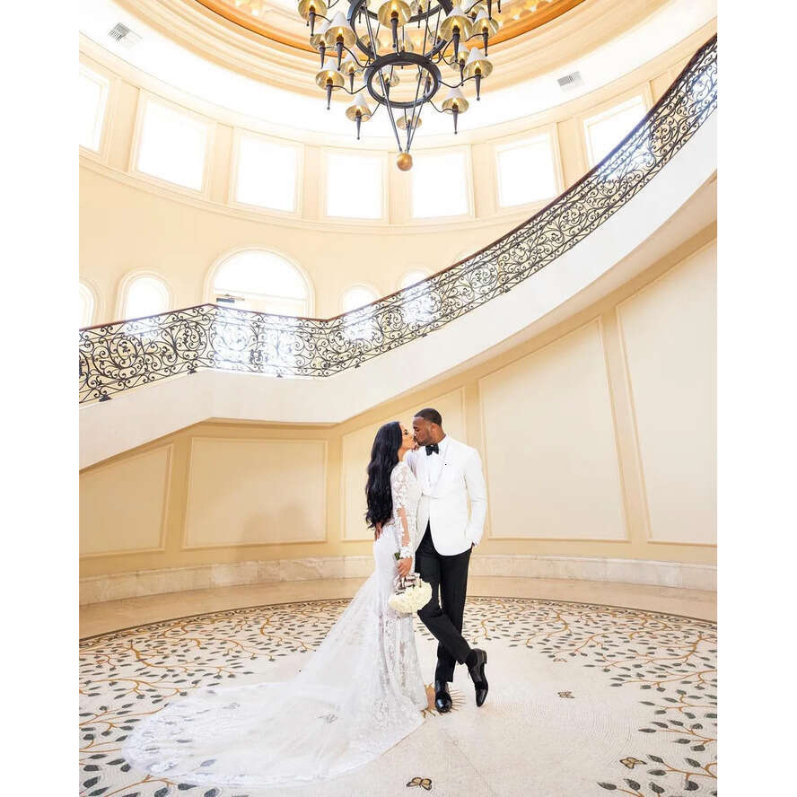 African Full Lace Wedding Dress 2019 Sexy Mermaid Deep V Neck Backless Bridal Gowns With Super Long Sleeves Robe De Soriee