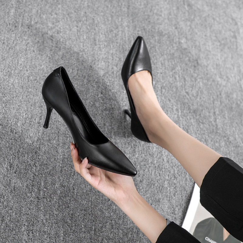 Women's Black high heels Spring Casual shoes Women's high heels Black work shoes