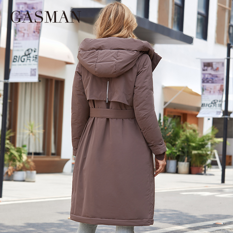 GASMAM Winter Down Jacket Women Warm Long Classic Zipper Lacing Design Pocket Hooded Slim Parkas Female Coat Gm-82160
