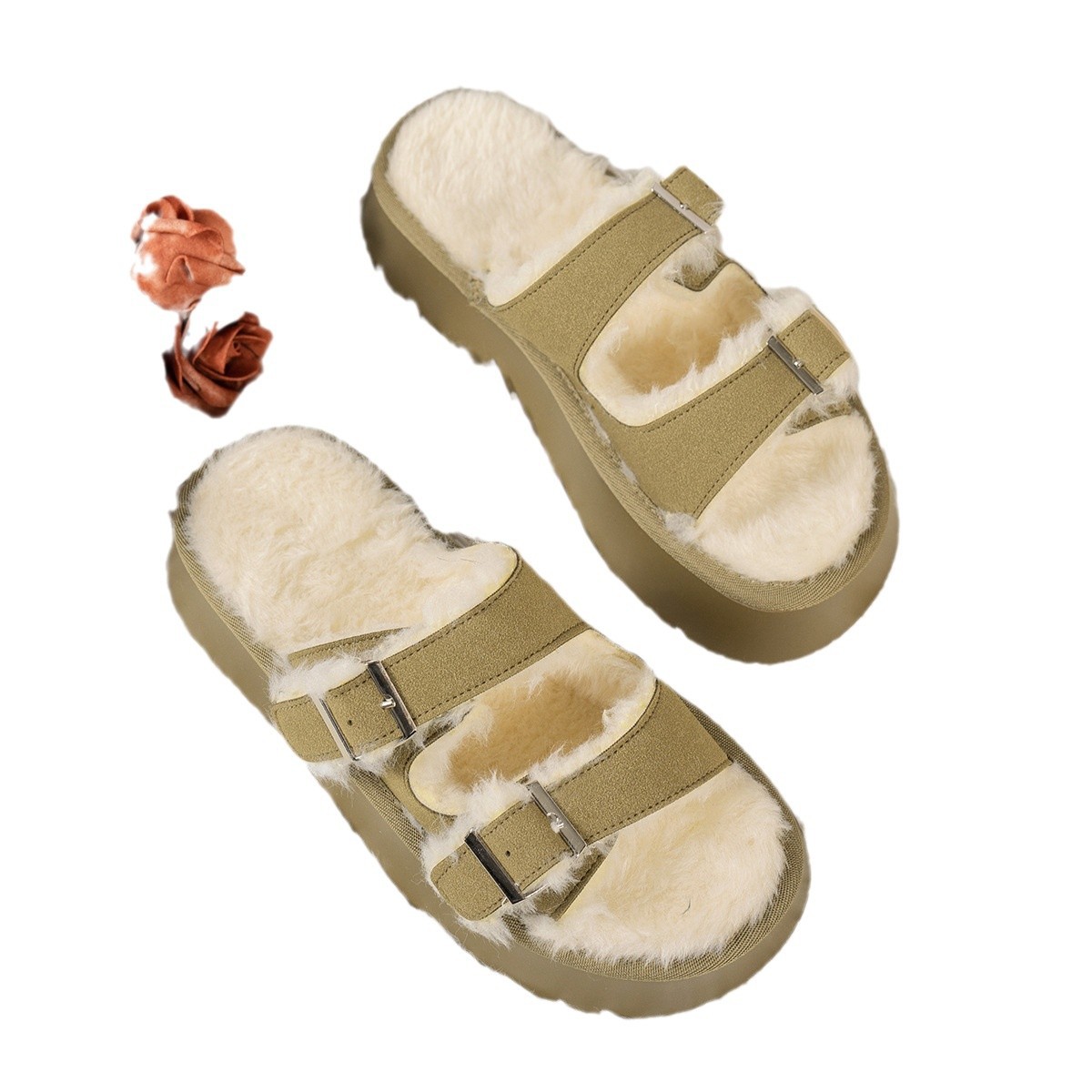 Women's Plus Size Autumn Winter Lamb Wool Fashionable Cotton Slippers.