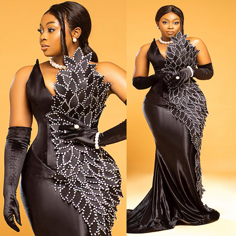 2024 Plus Size Aso Ebi Dresses Special Ocns Evening Formal Beaded Ra Birthday Prom Dress For Black Women Reception Gowns 0220