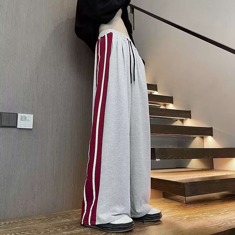 shanshi three stripes pants Loose sports wide striped casual trendy brand cool straight leg sweatpants three bar pants men's spring and autumn ve