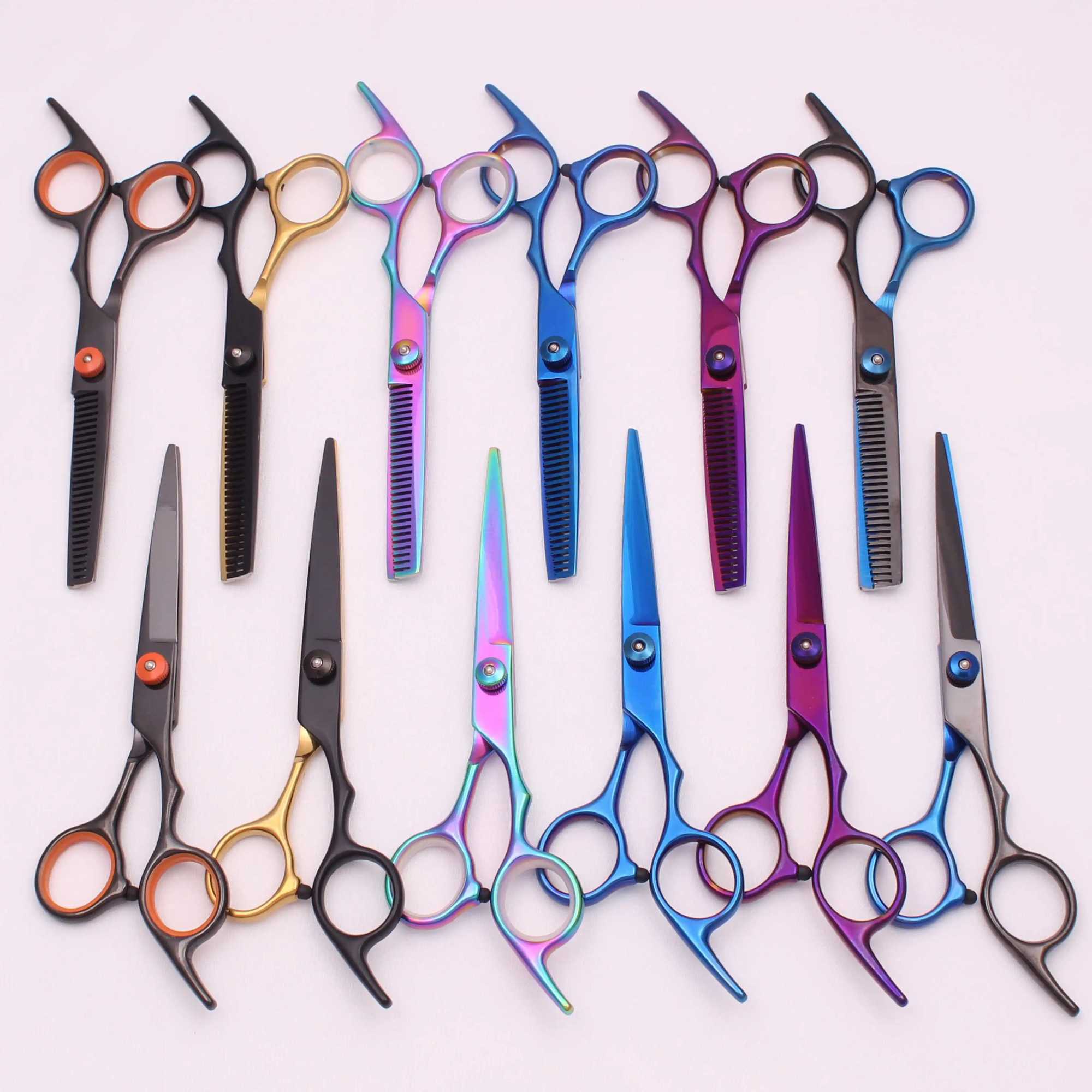 6.0 Hair Scissors Professional Cutting Shears Thinning Hairdressing Haircut Comb Razors Sets Salon Barber Home DropshippingXJ2411