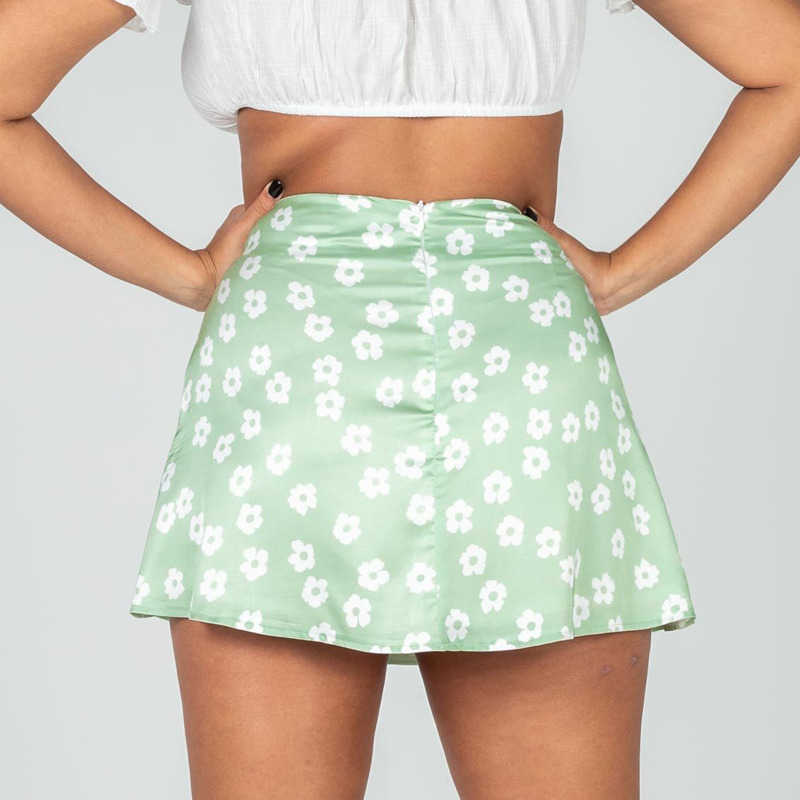 Women Printed Vintage Skirt WoMens Pink Small Flower Leopard Print Short Skirt Satin Half Skirt High Waisted Zipper Casual Skirt 241023