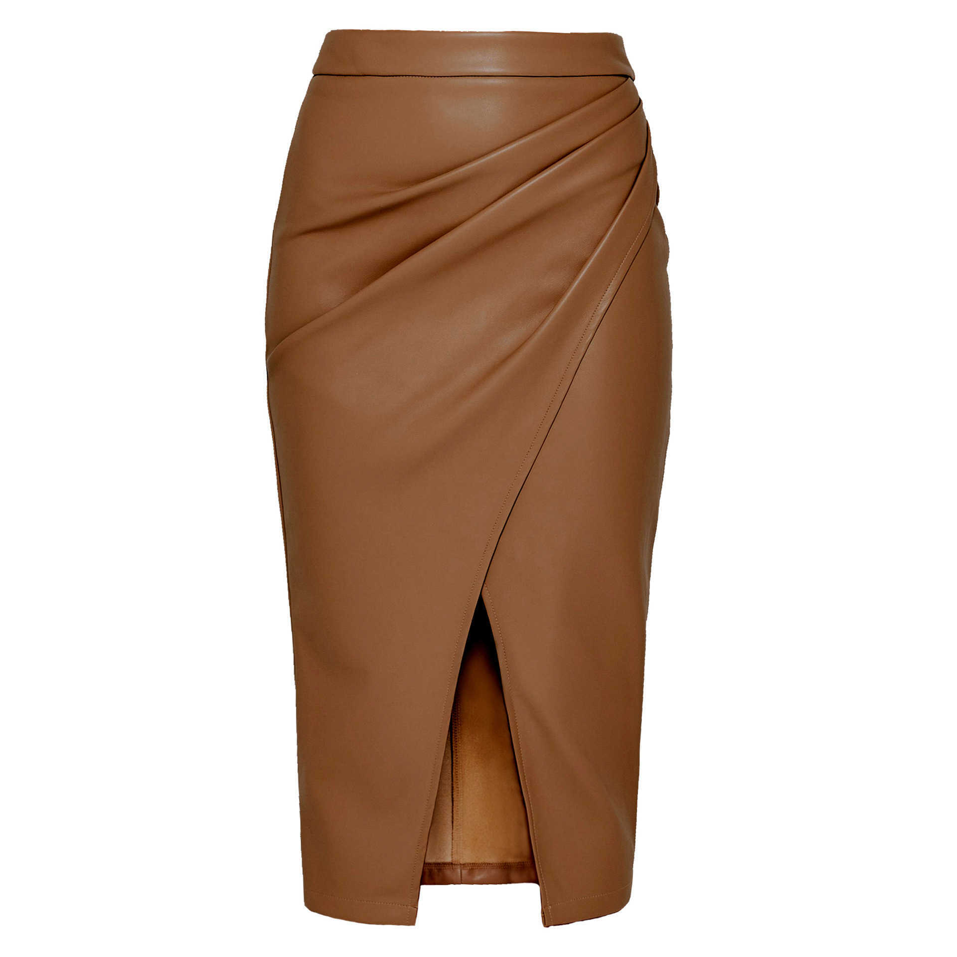 Women Long Hip-hugging Skirt WoMens Pu Split Half Skirt Autumn And Winter High Waisted Zipper Sexy Pleated Leather Skirt 241023