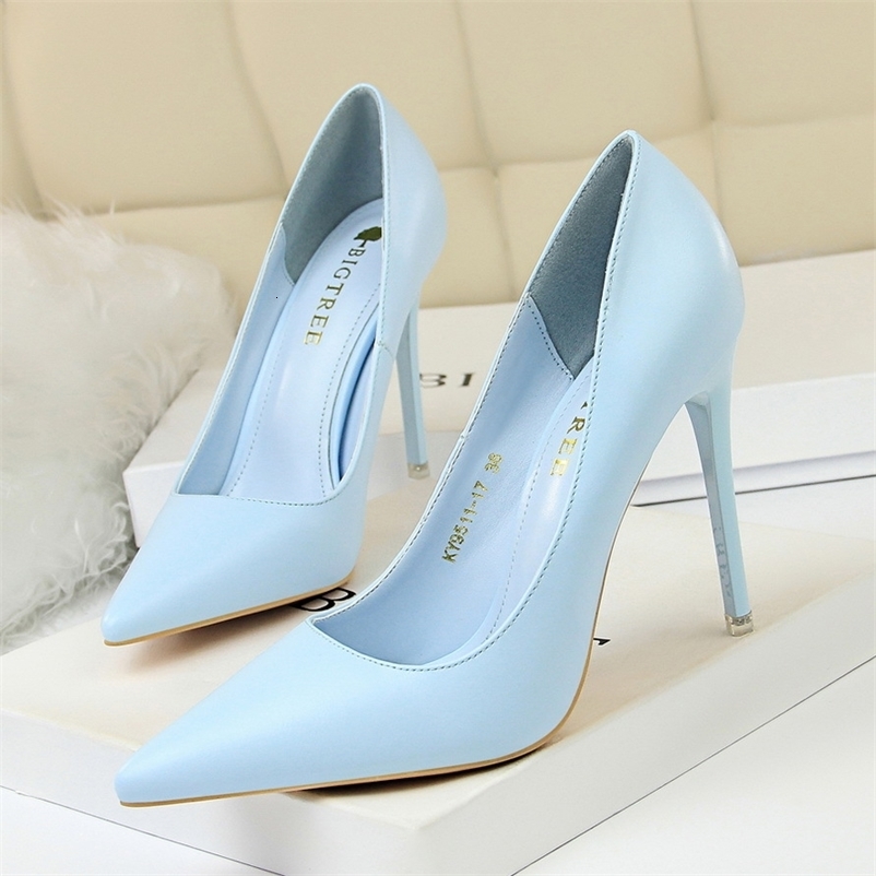 Women 7.5cm 10.5cm High Pumps Lady Wedding Bridal Scarpins Stripper Low Heels Plus Size Fetish Party Blue Pink Shoes 241030