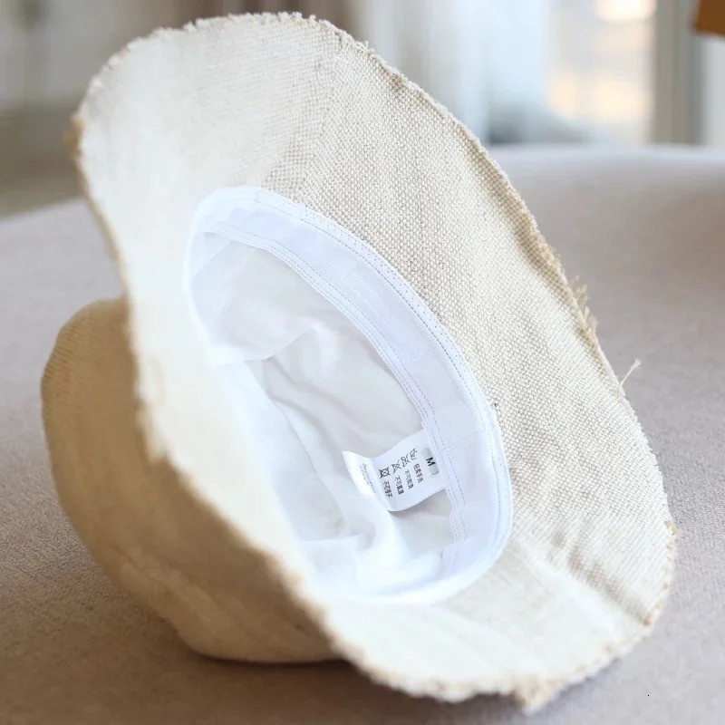 Cotton Linen Bucket Hats Women Men Summer Letter Embroidery Breathable Hats 241104