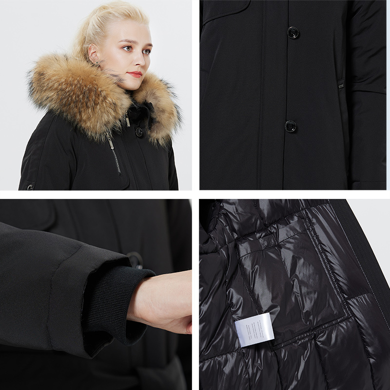 Icebear 2023 Winter Women Jacket Elegant Ladies Warm Cotton Coat Women's Thickened Windproof Parka With Fur Collar Gwd22599-2I