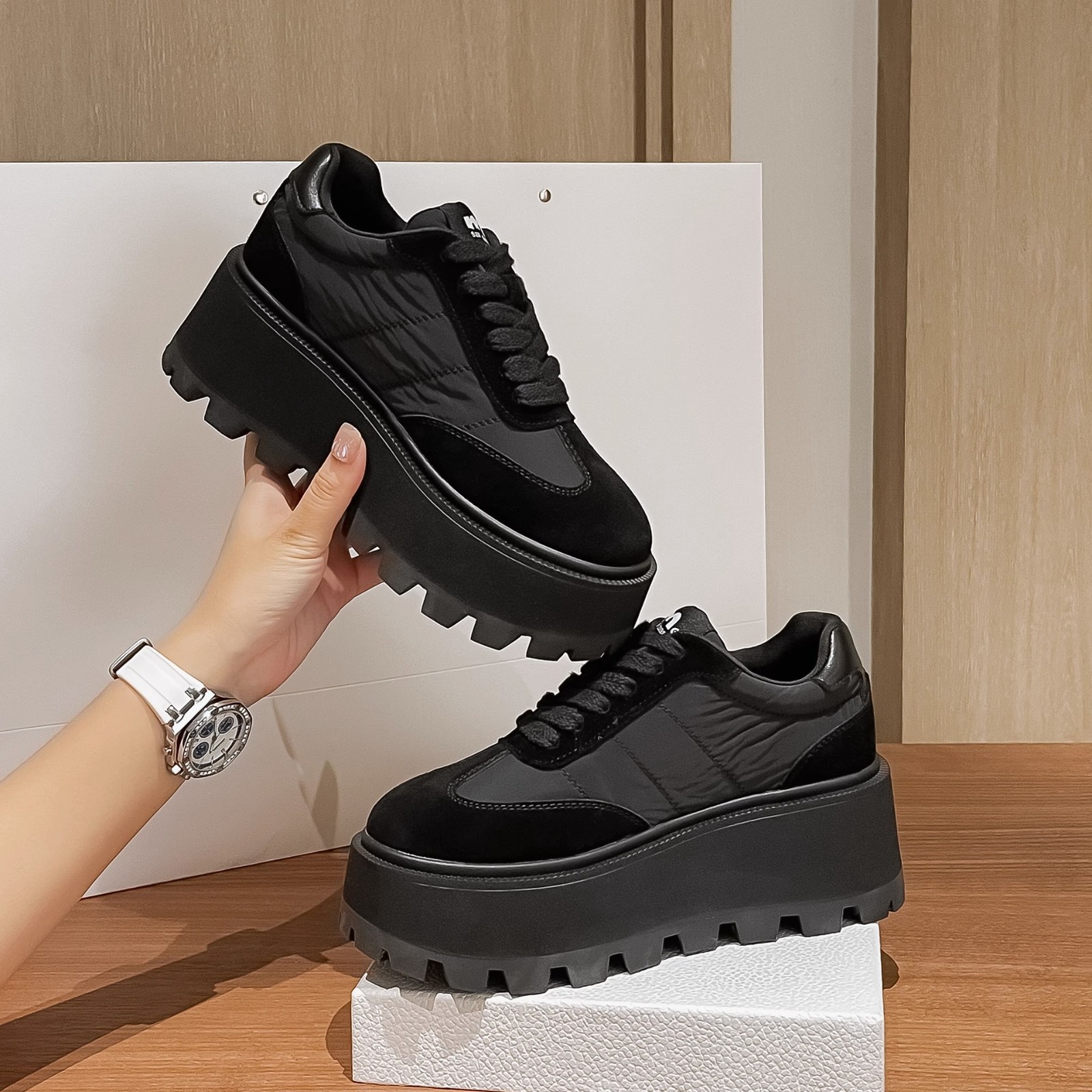 Women's Spring New British Style Frosted Leather Casual Lace Up Sports Shoes Free Shipping.