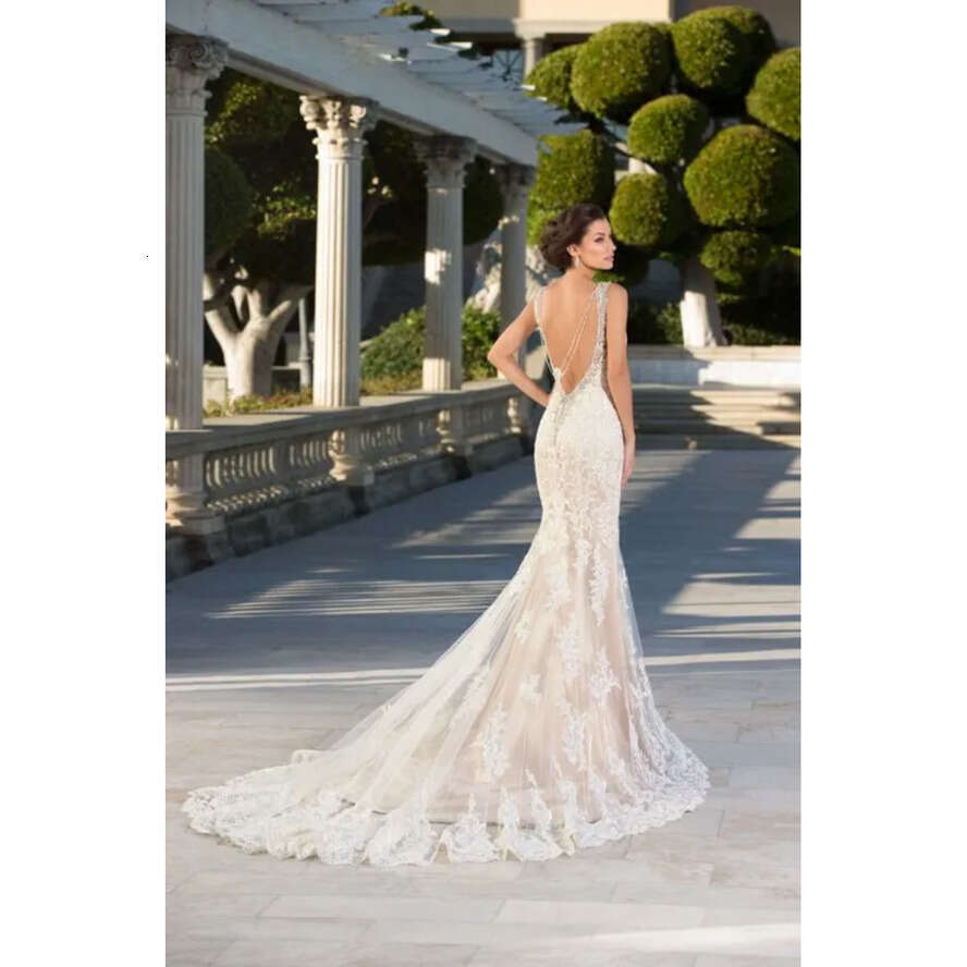 Vintage Wedding Dresses Mermaid Lace Appliques Sweetheart Bridal Gowns Backless Sexy Beaded Gothic Trumpet Dress For Brides