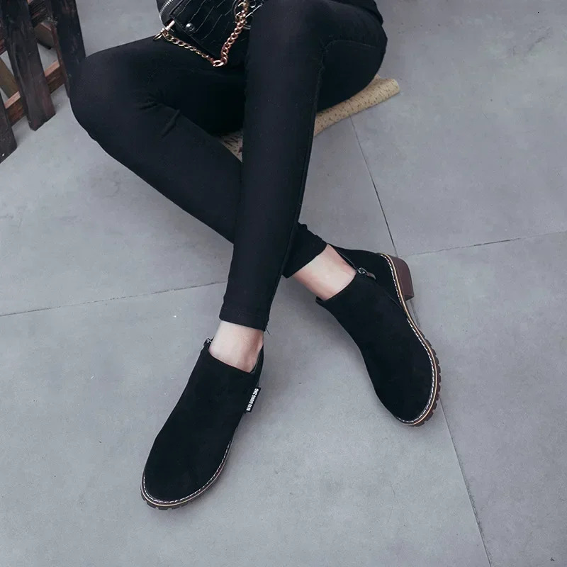 Women Boots 2024 Autumn Winter Female Shoes Ladies Ankle Heels Woman Suede Leather 241104