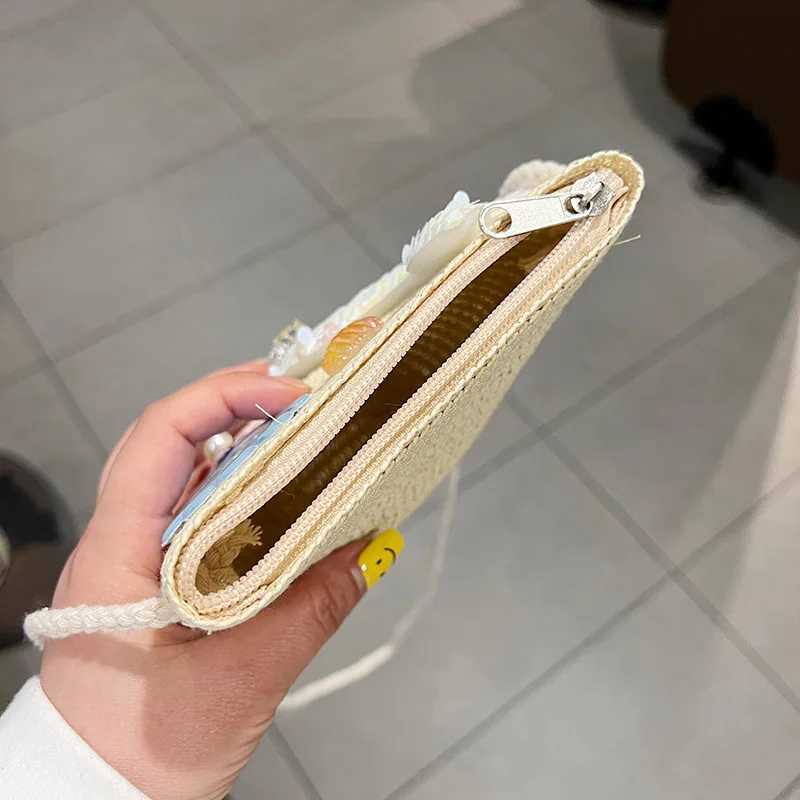 Childrens Cute Crossbody Bag Rattan Straw Shoulder Bag Boho Beach Woven Handbag Purse Leather Messenger Bag LX241104