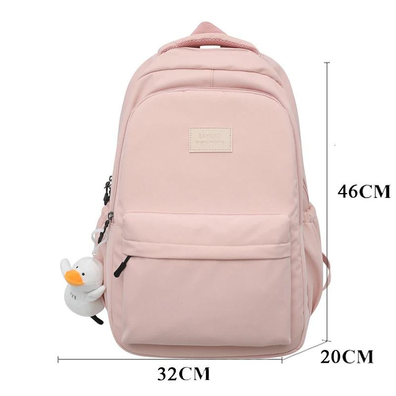 JOYPESSIE Waterproof Teenage Bookbag Nylon Rucksack Fashion Girl Backpack Women Shoulder Bag High School Schoolbag Black Mochila 241029
