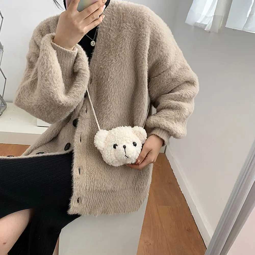 Cute Bear Plush Shoulder Bag for Children Kids Messenger Bags Kawaii Diagonal Bag Purse Little Girls Stuffed Animals Bag LX241104