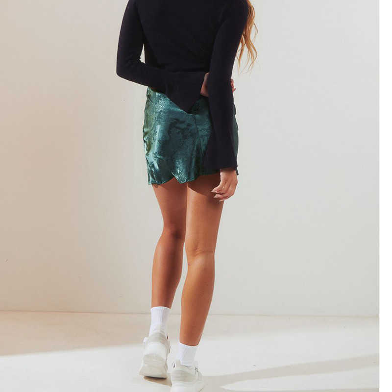Sexy Jacquard Satin Short Skirt Women Vintage Skirt Spring Summer WoMens Split Skirt High Waist Zipper Skirt 241023