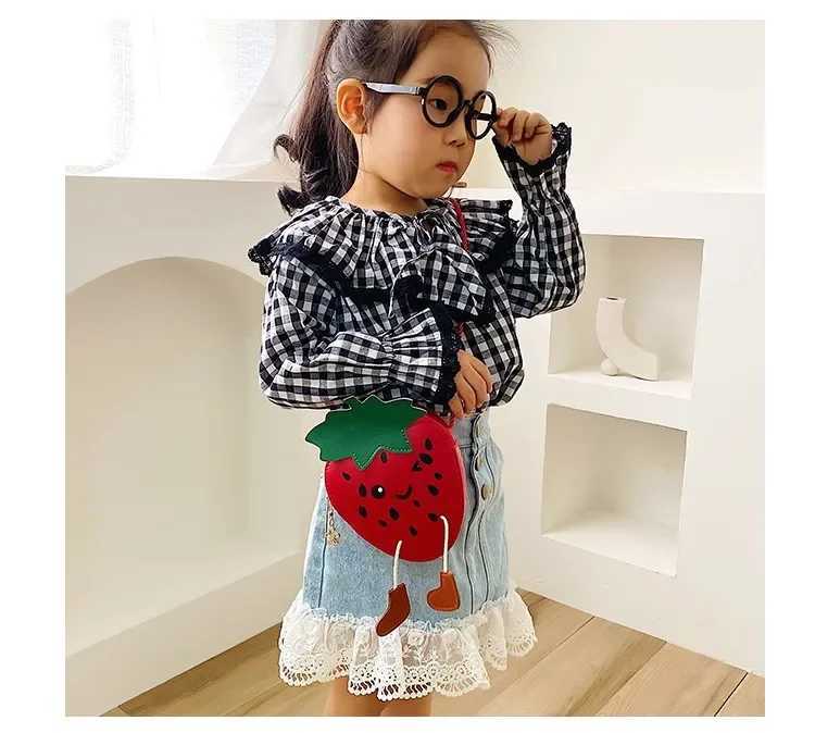 Lovely Childrens PU Leather Red Messenger Bag Cute Girls Shoulder Bags Princess Accessories Mini Coin Purse Handbags LX241104