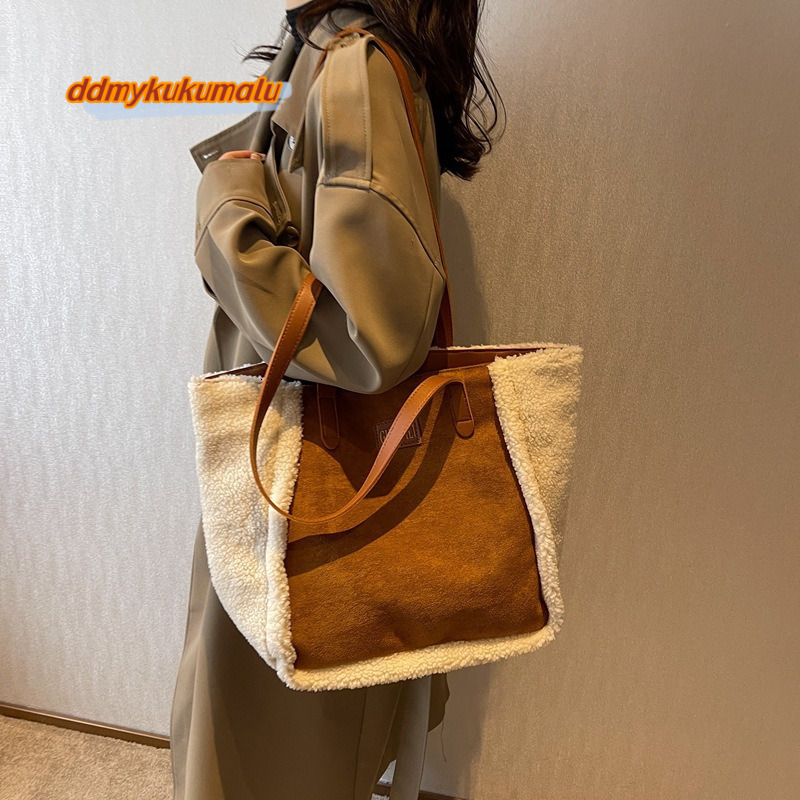 Season Lamb Plush Women's 2024 Autumn/Winter New Frosted Shoulder Bag Commuter #33 kukumalu