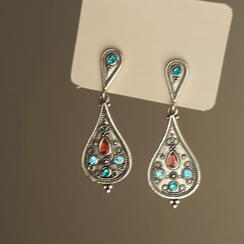 Sier Needle Ethnic Style Artificial Crystal Feather Tassel Personalized Design Light Commuter Earrings F10.14-4.05 4e93f