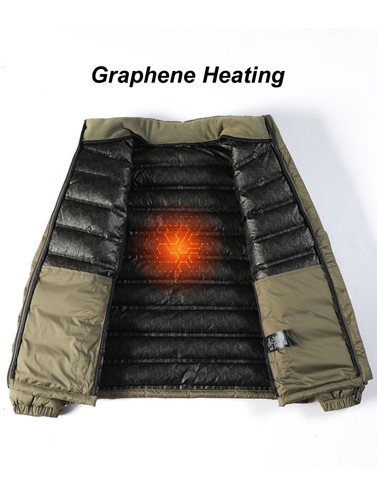 90% White Duck Padded Winter Men's Warm Down Jacket Lightweight Graphene Heating Er Thermal Windbreaker Puffer Coat 8Xl