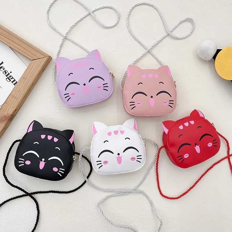Kids Bag Fashion Cute Cat Crossbody Bag Coin Wallet Lovely Hand Bags for Boys and Girls Mini Shoulder Bags LX241104