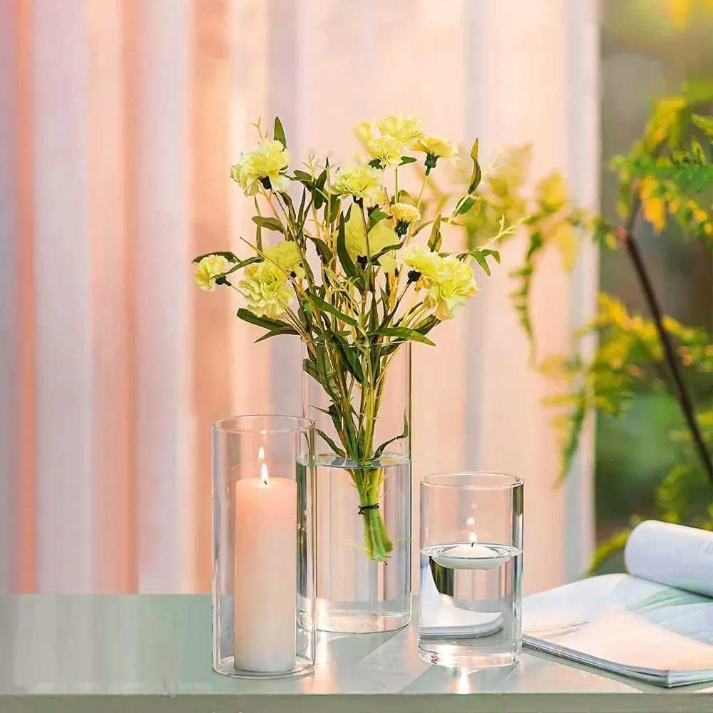 s Glass Cylinder Vases Set of 24 Tall Clear Vase for Centerpieces Glass Hurricane Candle Holders for Pillar or Floating Candles S241144