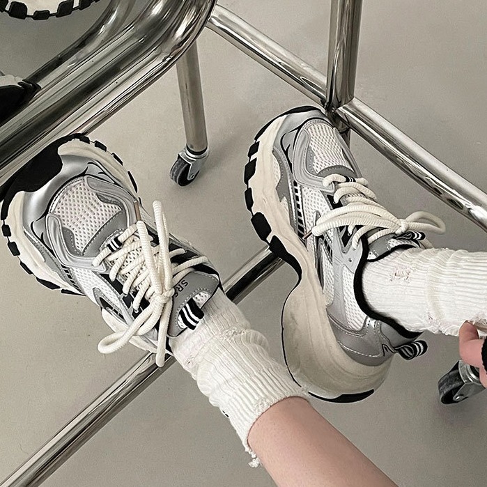 Women's New Silver White Lightweight Height Increasing Sports Shoes Free Shipping