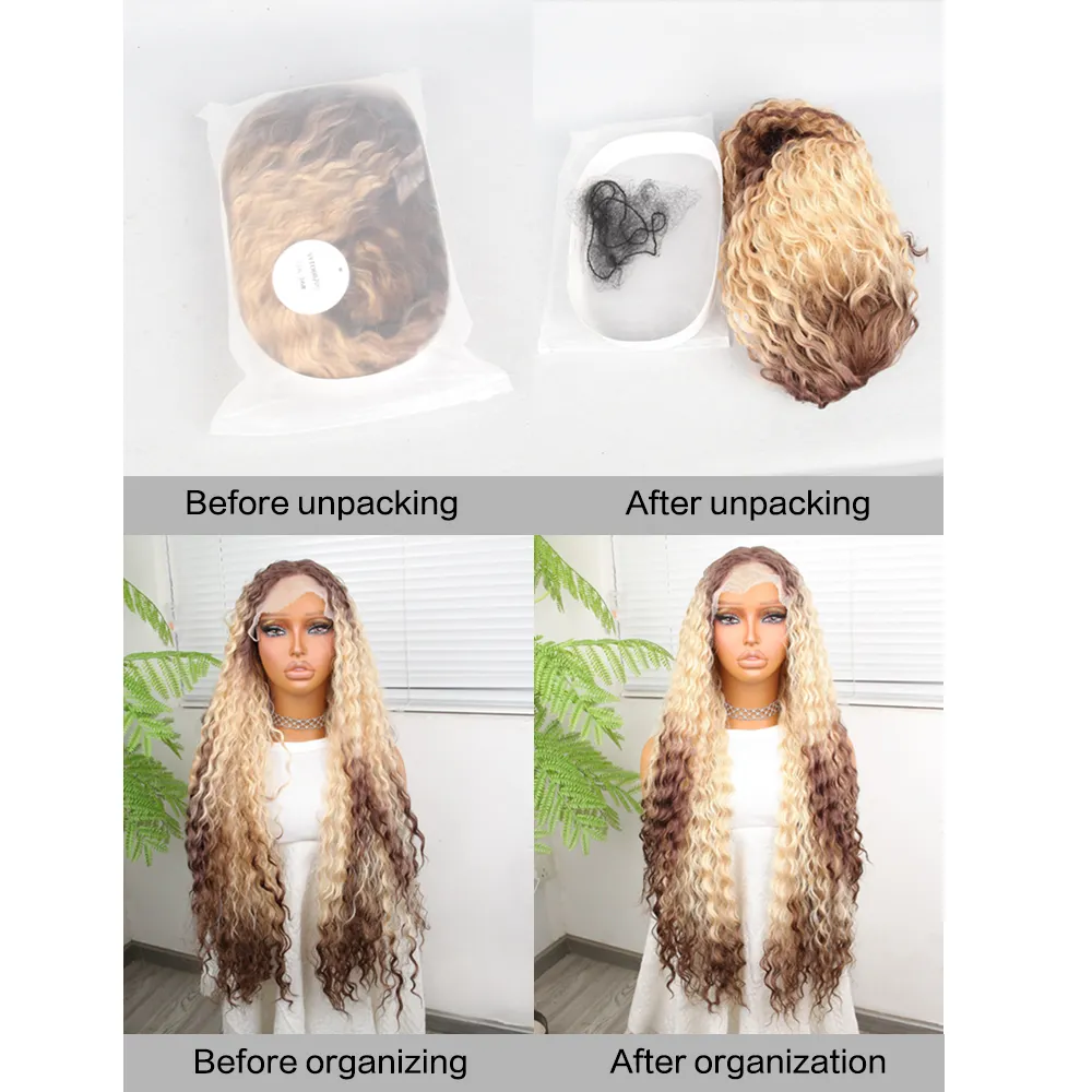 13x4.5x1 Blonde Lace Front Wig Brazilian Sillky Hair Wigs Synthetic HD Glueless Wig For Black Women Pre Plucked Long Fashion Hair Wig