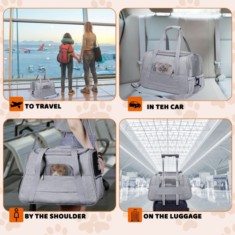 Cat Soft Edge Portable Dog Mesh Breathable Folding Cat Designer Handbag Travel Pet Transport Bag
