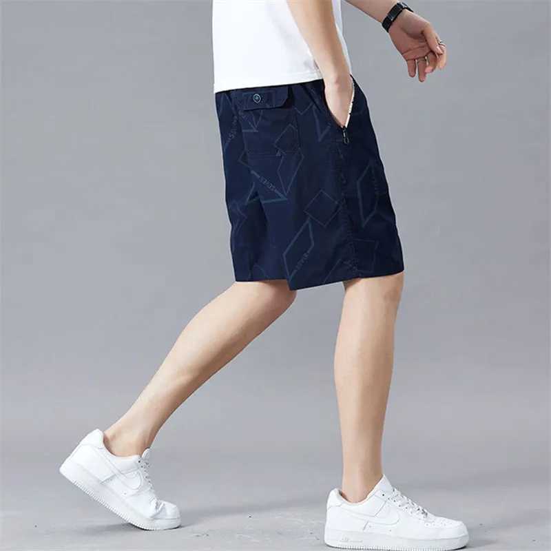 Summer Mens Shorts Cotton Knee Pants Golf Plaid Fashion Zipper Pocket Large Size Y2K Swim Beach Relaxed Fit Jogger ShortsXJ241104